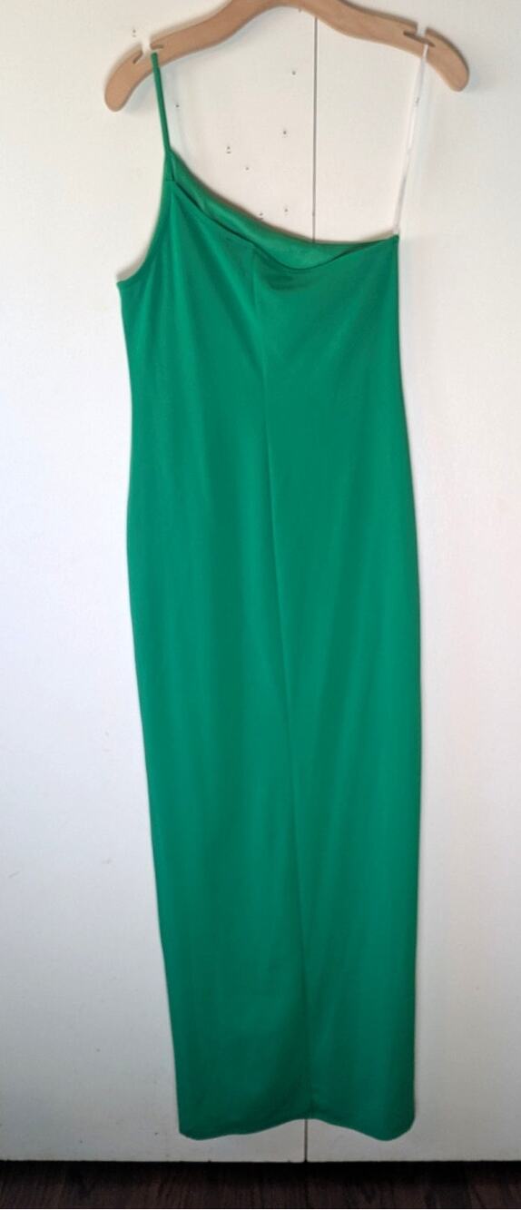 Lulus One Shoulder Green Maxi Dress Large